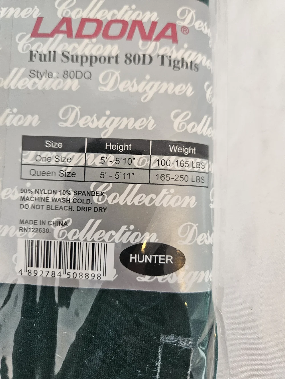 Ladona Footless Microfiber Tights in Hunter Green Queen Size